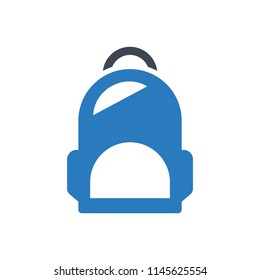 School bag icon - Collage bag - Backpack icon vector blue