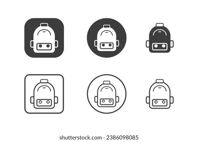 Diseño de iconos de bolsos escolares 6 variaciones. Aislado sobre fondo blanco.