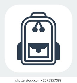 school bag icon in filled black style