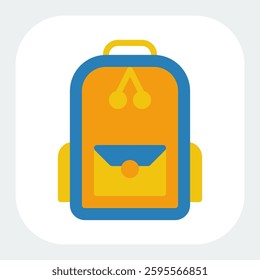 school bag icon in flat color style
