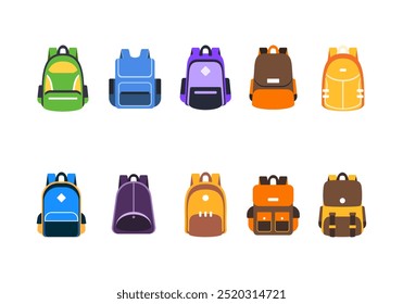 School bag icon flat style. collection of isolated cartoon illustrations