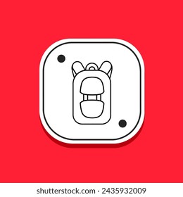 School bag icon line in flat. Stock vector.