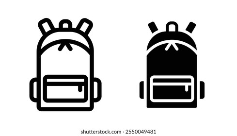 School bag Icon set in black filled and line.