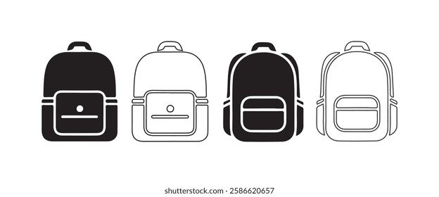 School Bag Icon | Student Bag Vector Illustration
Backpack Symbol | Camping and Hiking Bag Icon
Minimalist Backpack Icon | Education and Outdoor Gear.