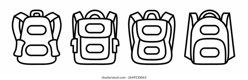 School bag icon. School bag thin line icon collection. Stock vector.