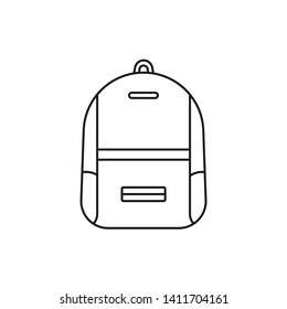 School bag icon variations with line style. Travel backpack flat line filled icon on white background.