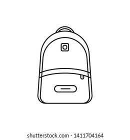 School bag icon variations with line style. Travel backpack flat line filled icon on white background.