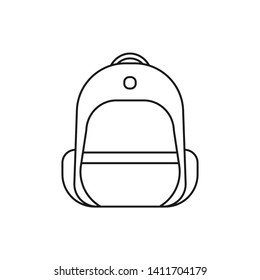 School bag icon variations with line style. Travel backpack flat line filled icon on white background.