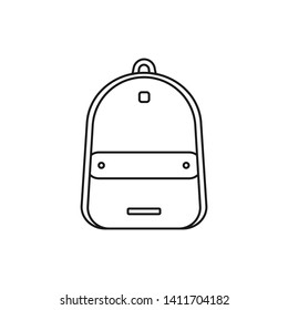 School bag icon variations with line style. Travel backpack flat line filled icon on white background.