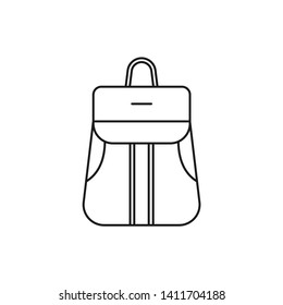 School bag icon variations with line style. Travel backpack flat line filled icon on white background.