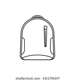 School bag icon variations with line style. Travel backpack flat line filled icon on white background.