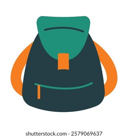 School bag icon vector, backpack clip art, clip art school bag, student bag flat design illustration