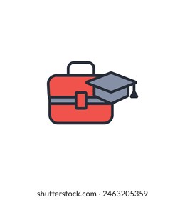 Icono de bolso escolar. Vector.Trazo editable.signo de estilo lineal para el uso Diseño web,logo.Ilustración de símbolo.
