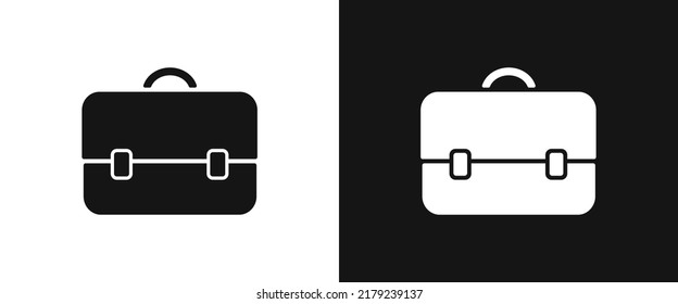 School bag icon for web. Simple rectangle school bag sign web icon silhouette with invert color. School bag solid black icon vector design. Briefcase symbol cartoon clipart. School supplies concept