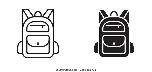 School bag icons in outline and fill. vector illustration for ui.