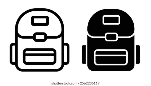 School bag Icons pack in outlined and flat versions