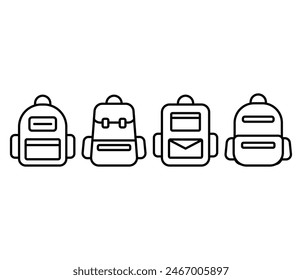 school bag icons symbol vector design simple line black white flat modern illustration collections templates sets isolated