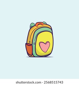 School Bag, Kids School Bag, Cute School bag isometric, colorful backpack.