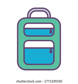School bag line and fill style icon design, education class lesson knowledge preschooler study learning classroom and primary theme Vector illustration