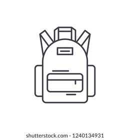 School bag line icon concept. School bag vector linear illustration, symbol, sign