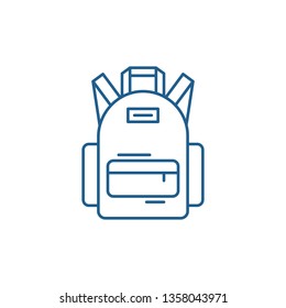 School bag line icon concept. School bag flat  vector symbol, sign, outline illustration.