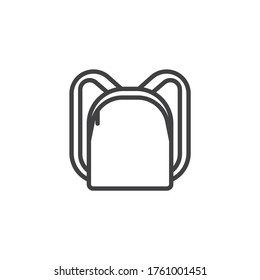 Icono de la línea del bolso escolar. signo de estilo lineal para concepto móvil y diseño web. Mochila, icono vector de contorno de la mochila. Símbolo, ilustración del logotipo. Gráficos vectoriales