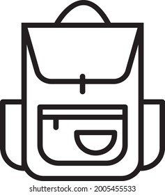 School Bag Line Icon. Vector on white background. For design or children's picture book.