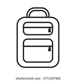 Diseño de iconos de estilo de línea de bolso escolar, conocimiento de clase educativa de enseñanza preescolar de estudio de aula y tema primario Ilustración de vectores