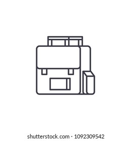 School bag linear icon concept. School bag line vector sign, symbol, illustration.