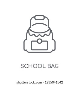 School bag linear icon. Modern outline School bag logo concept on white background from E-learning and education collection. Suitable for use on web apps, mobile apps and print media.
