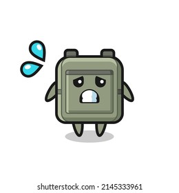 school bag mascot character with afraid gesture , cute design