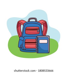 School bag with notebook design, Education class lesson and knowledge theme Vector illustration