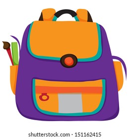 School bag on white background. Vector illustration.