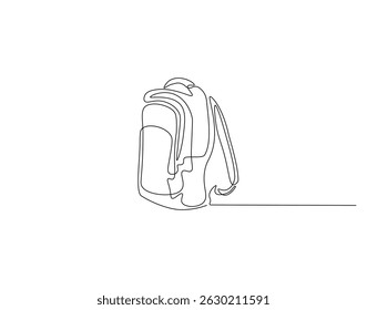 School bag outline drawing illustration. Continuous line draw of back to school vector