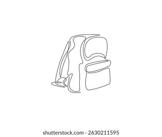 School bag outline drawing illustration. Continuous line draw of back to school vector