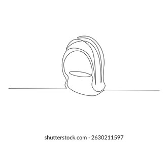 School bag outline drawing illustration. Continuous line draw of back to school vector