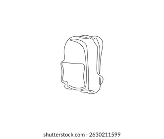 School bag outline drawing illustration. Continuous line draw of back to school vector