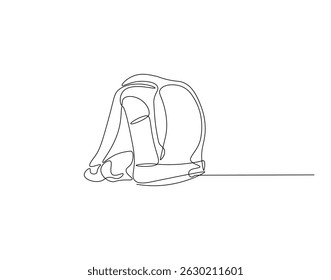 School bag outline drawing illustration. Continuous line draw of back to school vector