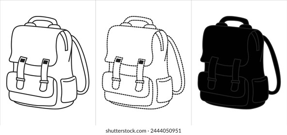 Schultasche Umriss und Schatten 
Illustration der Schultasche 