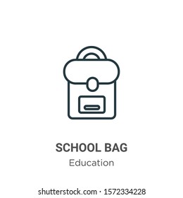 School bag outline vector icon. Thin line black school bag icon, flat vector simple element illustration from editable education concept isolated on white background