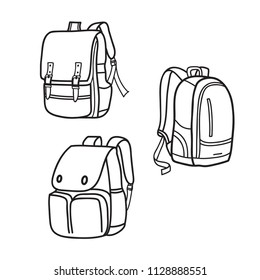 school bag outline, vector illustrations