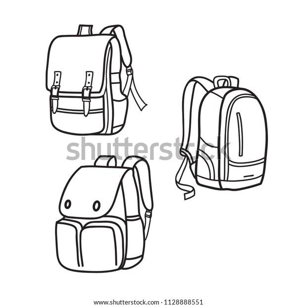 School Bag Outline Vector Illustrations Stock Vector (Royalty Free ...