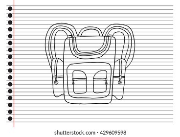 School bag with paper background