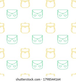 School bag pattern with blue and yellow color line isolated on white background