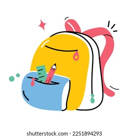 School bag and pencil case, flat sticker design 