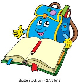School bag reading book - vector illustration.