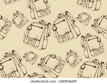 School bag. Seamless pattern. Suitable for background, fabric, mural, wrapping paper and the like.