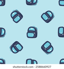 School bag seamless pattern. Texture background with school backpack, education theme. Back to school, wallpaper template. flat vector illustration