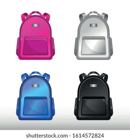 School bag set. Backpack symbol. Isolated icon of school bag vector.