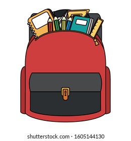 school bag with set supplies vector illustration design